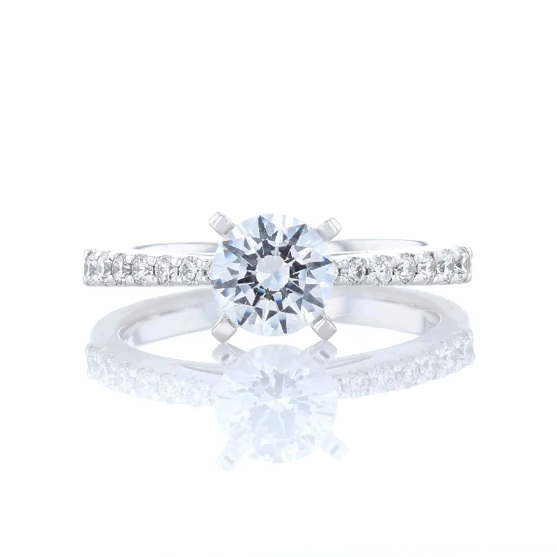 Sacred cross engagement rings -Tapered Band Diamond Engagement Ring