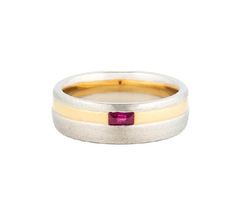 Infinite charm engagement rings -Christian Bauer Ruby Two Tone Wedding Band Ring in Platinum and 18K