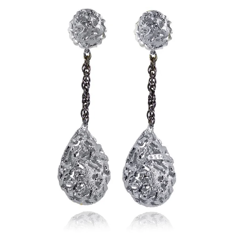 Ladies satin sheen earrings -Silver Meteorite Drop Earrings