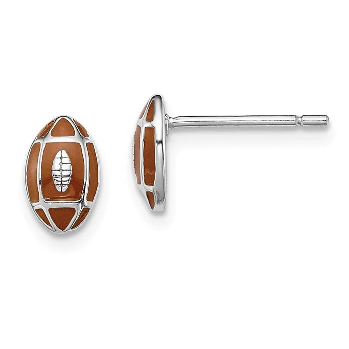 Ladies lightweight titanium earrings -Sterling Silver Madi K Enameled Children's Football Post Earrings