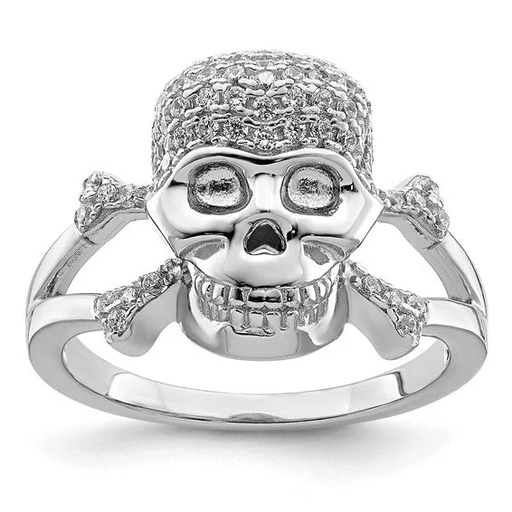 Ladies heartfelt sentiment rings -Sterling Silver CZ Skull Ring