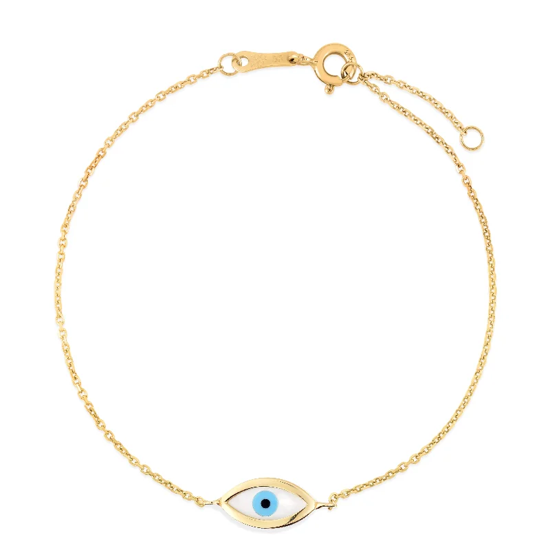 Ladies Bracelets with Flame Glow-14K MOP Evil Eye Bracelet