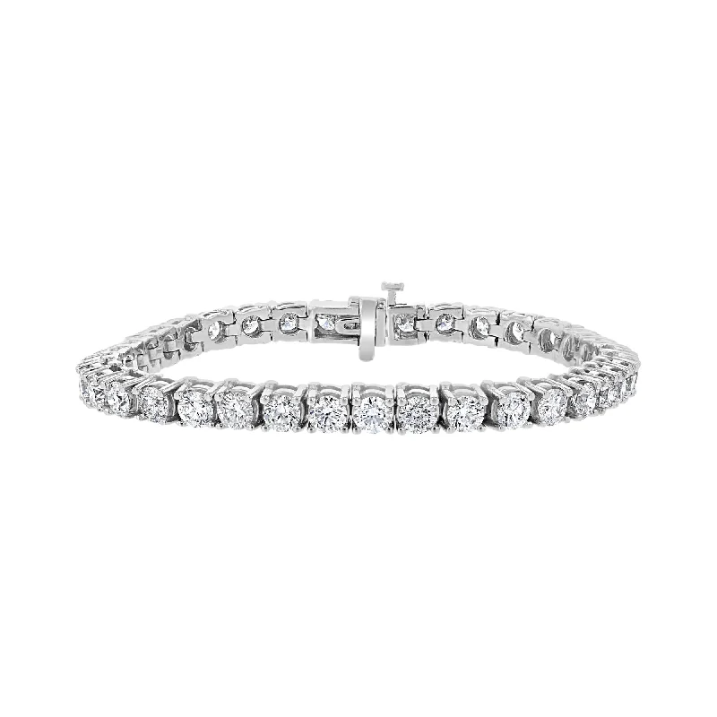 Ladies Bracelets with Beaded Shine-14KT WHITE GOLD 14.75 CTW ROUND DIAMOND TENNIS BRACELET