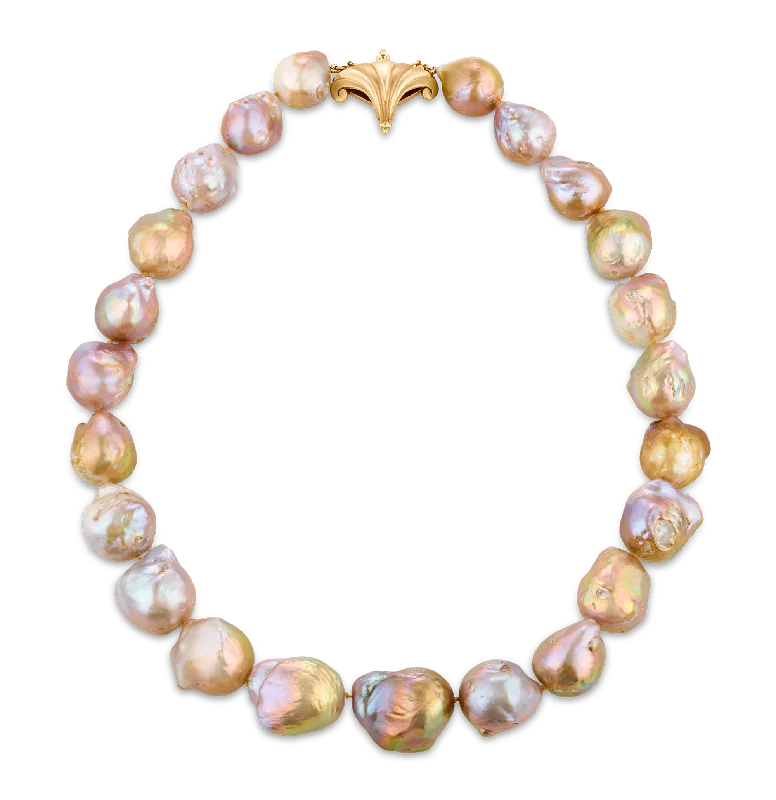 Ladies Necklaces with Grey Lawsonite-Yangtze Fireball Pearl Necklace