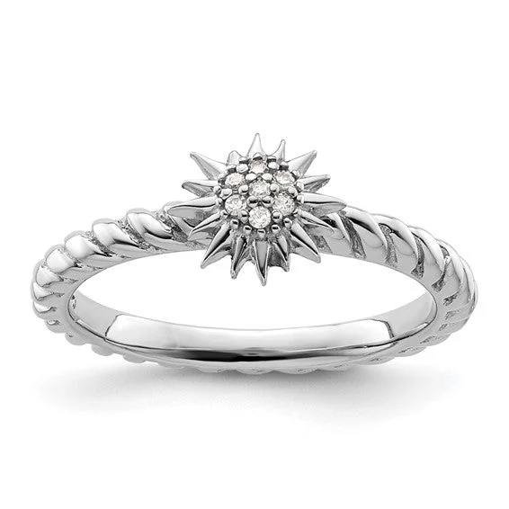 Ladies leaf cascade rings -Sterling Silver Stackable Expressions Diamond Star Ring