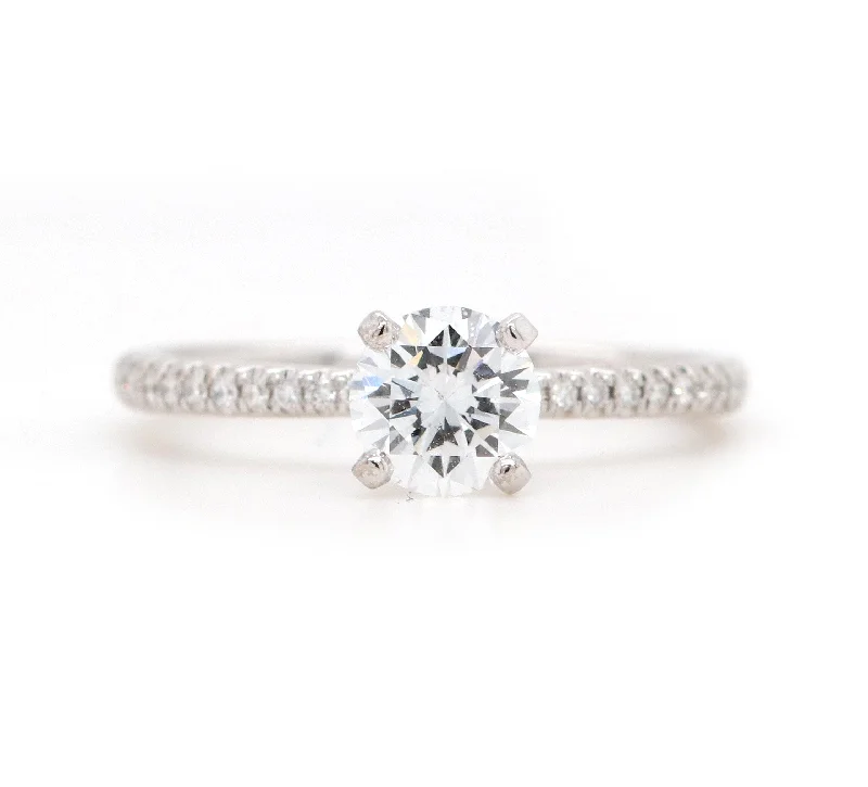 Solid bold engagement rings -0.81ctw Round Diamond Straight Engagement Ring in 14K