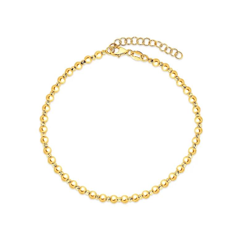 Ladies Bracelets Polished Shine-14K Gold 3mm Bead Bracelet