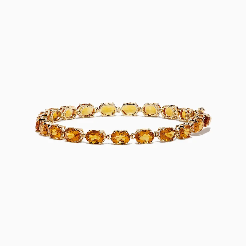 Ladies Bracelets for Founder Glow-Sunset 14K Yellow Gold Citrine Tennis Bracelet, 15.36 TCW