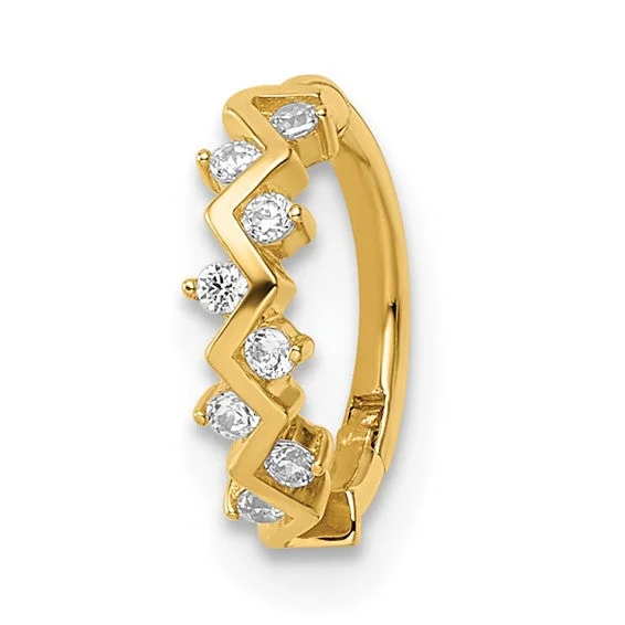 Ladies inspiring gleam rings -14k Yellow Gold CZ Cartilage Hoop Ring