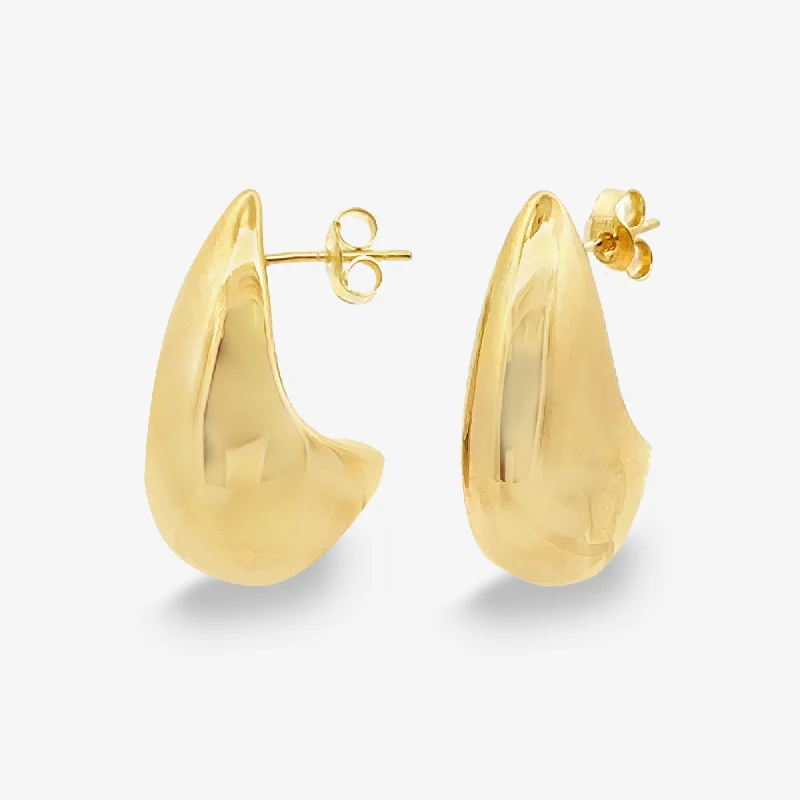 Ladies understated minimal earrings -0.75" Puffed 9mm Apostrophe Earrings