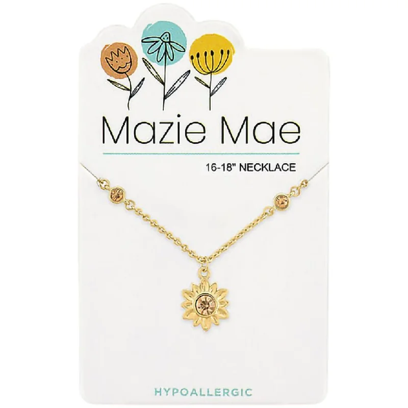 Ladies Necklaces for Date Glow-Center Court: Gold Sunflower Mazie Mae Necklace