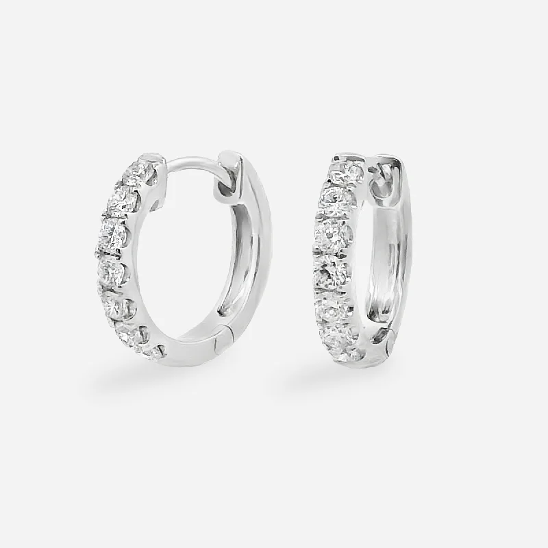 Ladies sister bond earrings -14 Prong Set 0.30CT Diamond Huggie Earrings