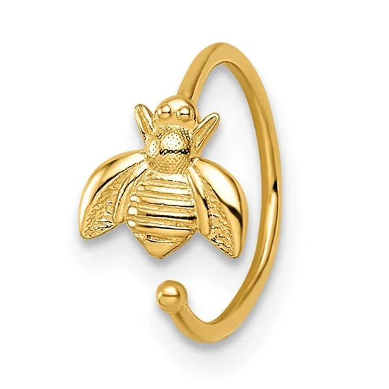 Ladies club pride rings -14k Yellow Gold Bee Hoop Nose or Cartilage Ring