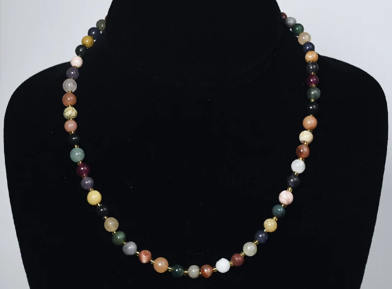 Ladies Necklaces with Pink Eudialyte-Lots of Different Gemstone Beads Necklace