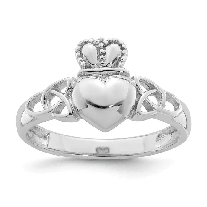 Ladies shadowy black rings -Sterling Silver Claddagh With Celtic Knots Ring