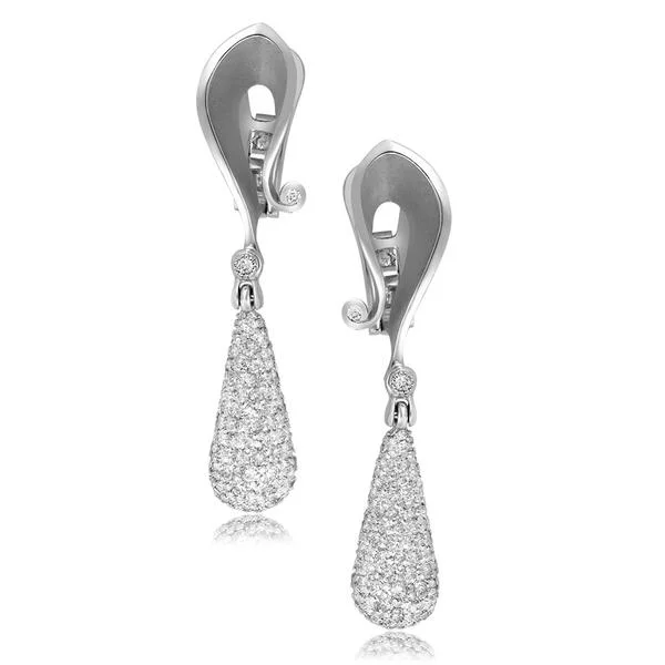 Ladies blissful charm earrings -Gold Calla Drop Dangle Earrings with Silvermist Diamonds