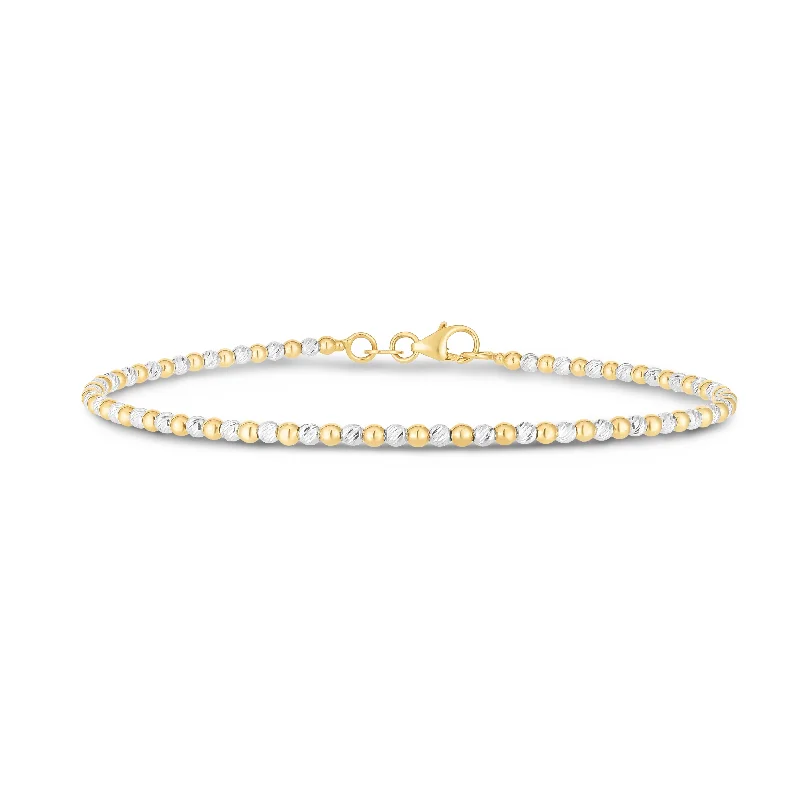 Ladies Bracelets for Friend Shine-14K Two-tone Pallina Bead Bracelet