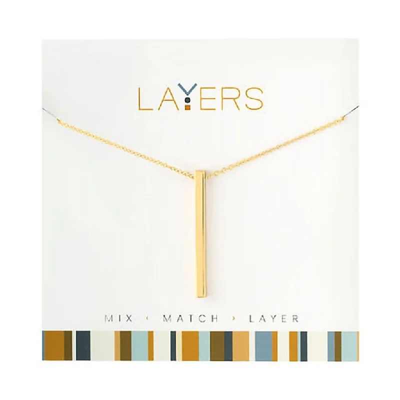 Ladies Necklaces for Youth Glow-Center Court : Gold Single Bar Layers Necklace