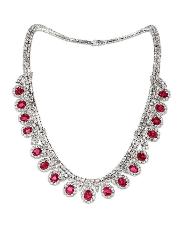 Ladies Necklaces for Dream Spark-Untreated Burma Ruby Necklace, 28.98 Carats