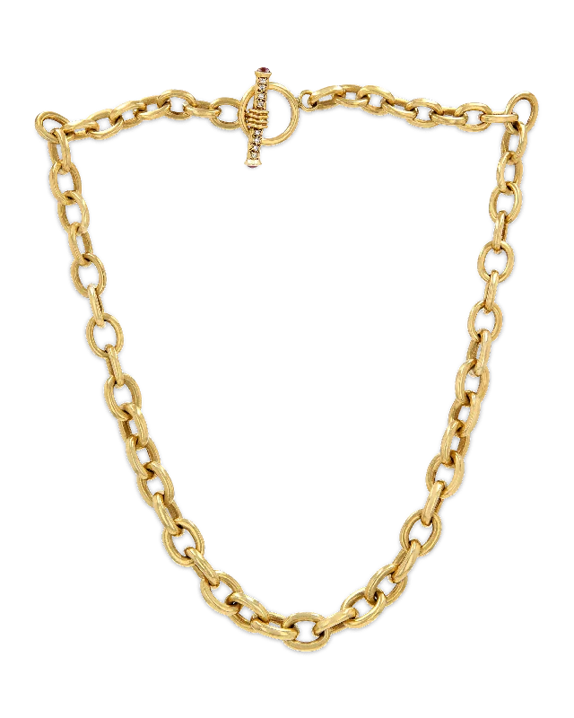 Ladies Necklaces for Dance Spark-Gold, Ruby and Diamond Link Necklace