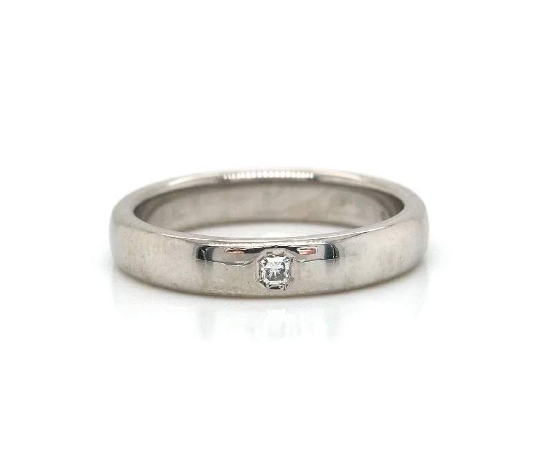 Tribal beat engagement rings -Tiffany & Co. Lucida Single Radiant Diamond Wedding Band Ring in Platinum