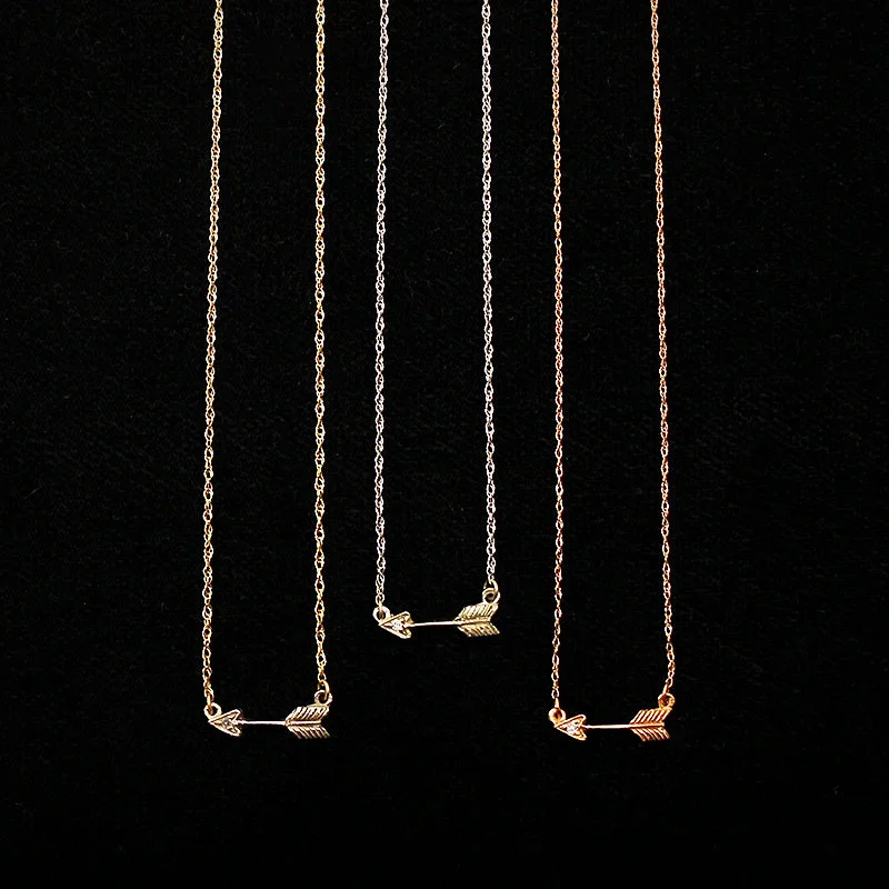 Ladies Necklaces with Spiral Spark-Tiny Arrow Necklace in Recycled Gold by 720