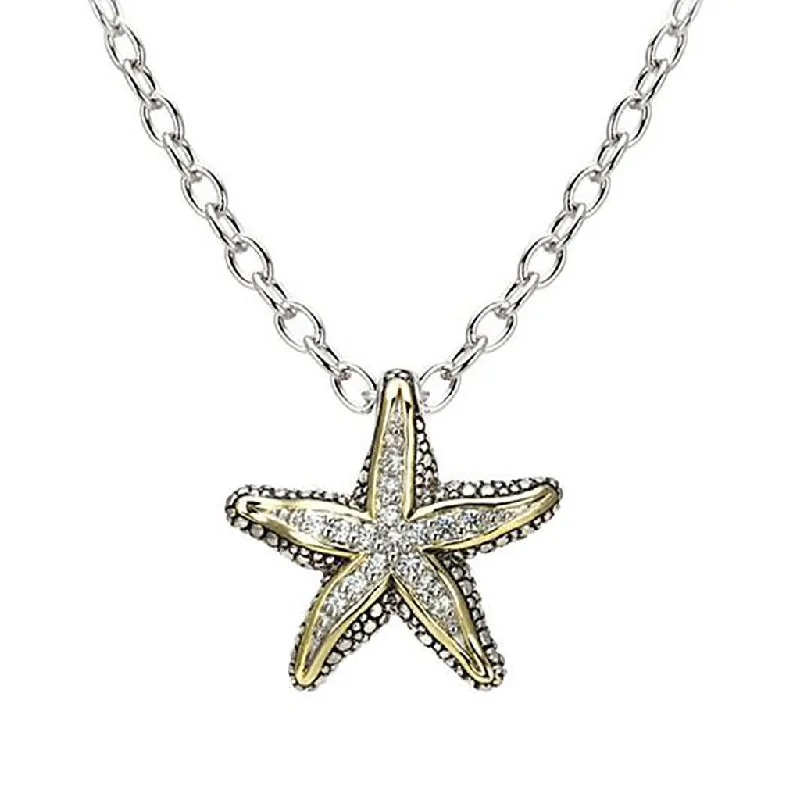 Ladies Necklaces with Pink Tourmaline-John Medeiros : Pavé Starfish Slider Necklace