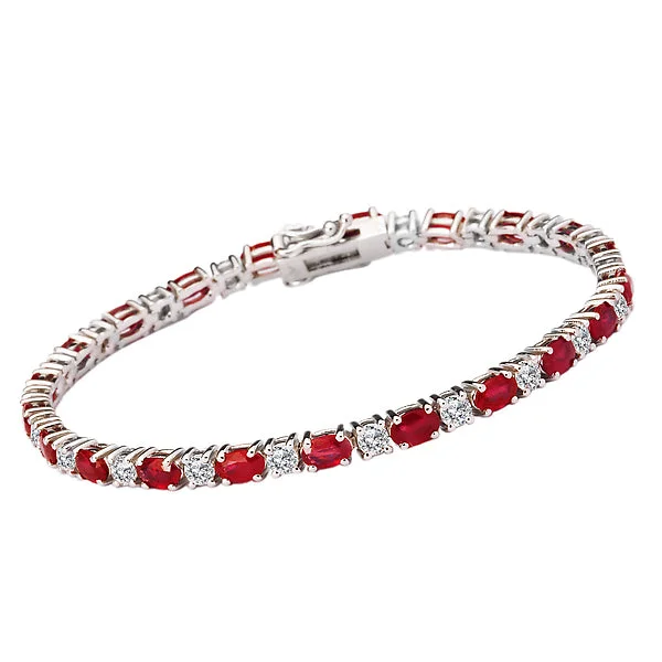 Ladies Bracelets with Stellar Gems-Diamond and Ruby Tennis Bracelet