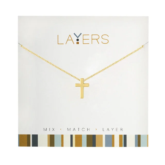 Ladies Necklaces with Feather Glow-Gold Cross Layers Necklace