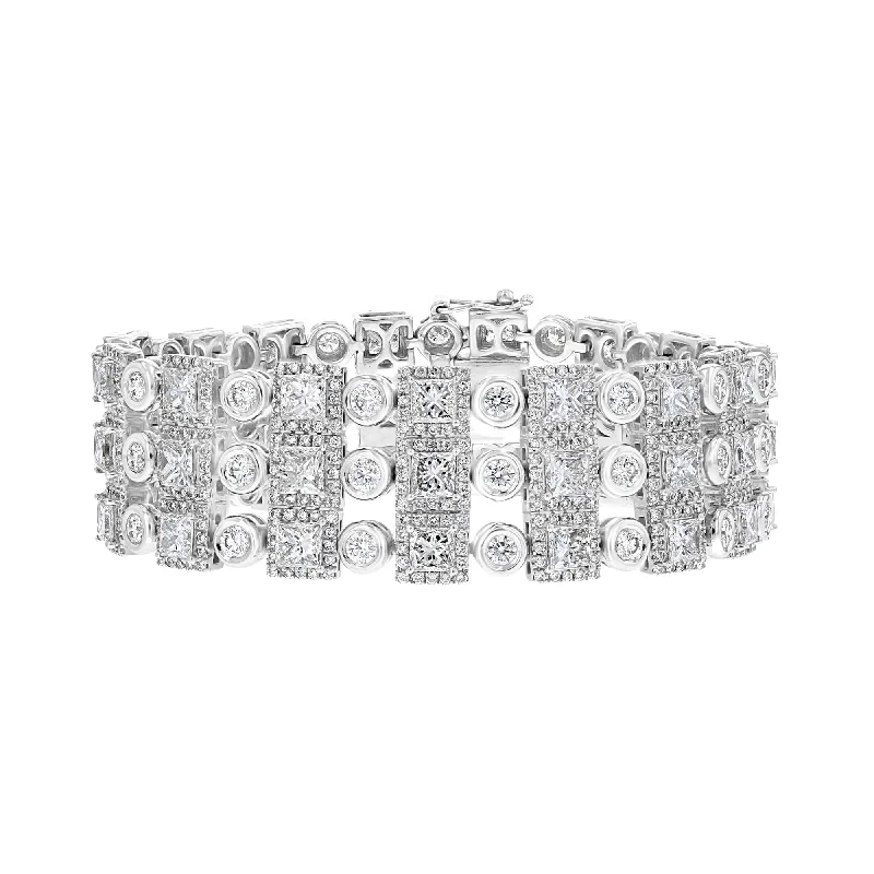 Ladies Bracelets Gift Glow-18KT White Gold 24.33 CTW Diamond Bezel & Halo Bracelet