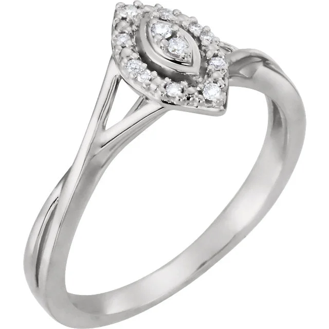 Ladies lone stone rings -10K White Gold .06 CTW Diamond Muti Stone Marquise Style Halo Promise Ring