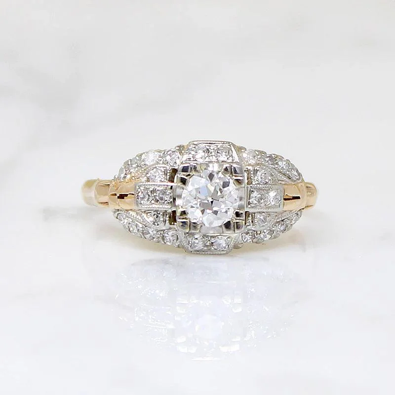 Birthstone sparkle engagement rings -Glamorous 1930s Two-Tone Diamond Engagement Ring