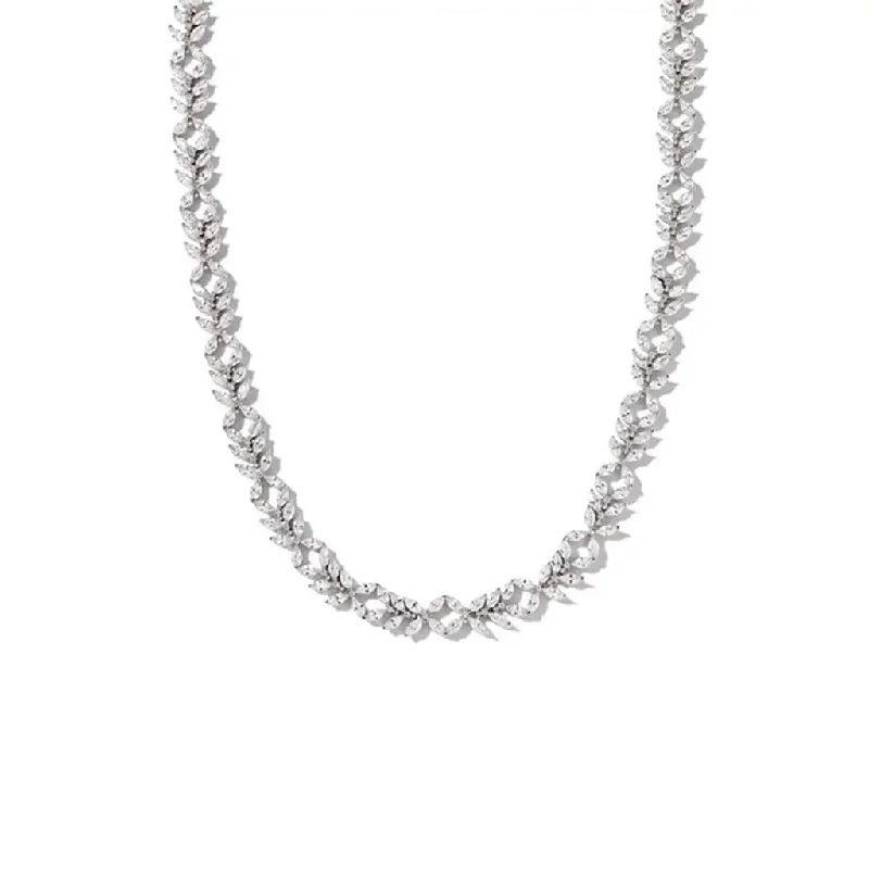 Ladies Necklaces Bright Shine-Kendra Scott : Rosalie Silver Tennis Necklace in White Crystal - Silver