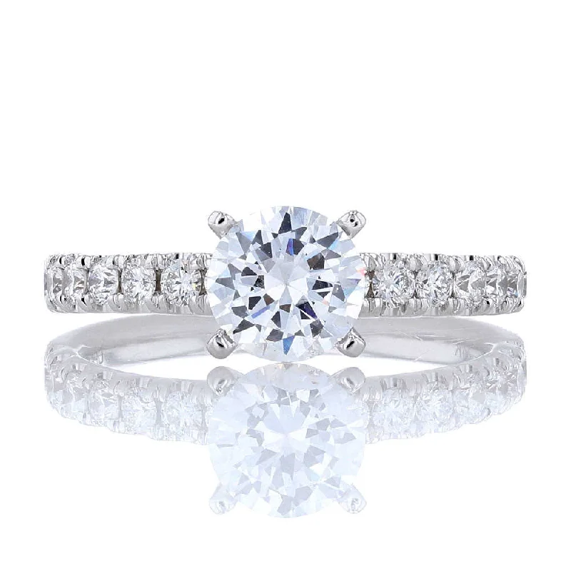 Straight band engagement rings -Classic Diamond Engagement Ring