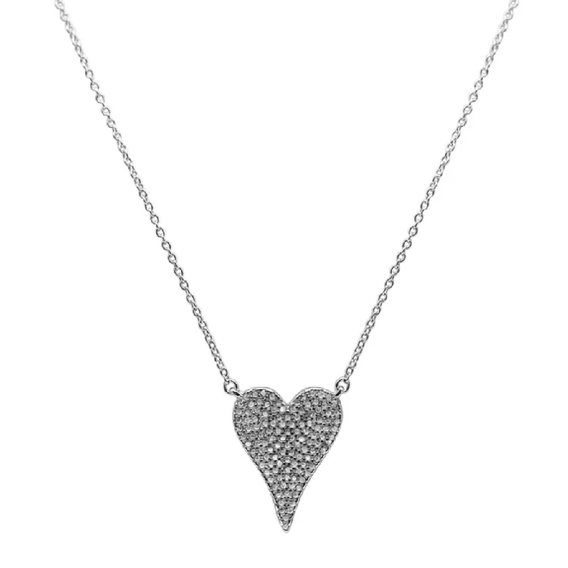 Ladies Necklaces with Clear Zircon-Stia : Dripping CZ Heart Necklace