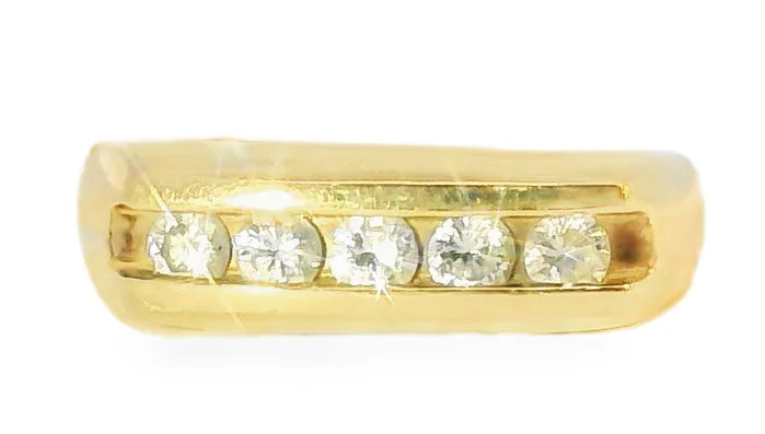 Fantasy charm engagement rings -Gorgeous Estate 14K Yellow Gold Diamond Wide Wedding Band Ring