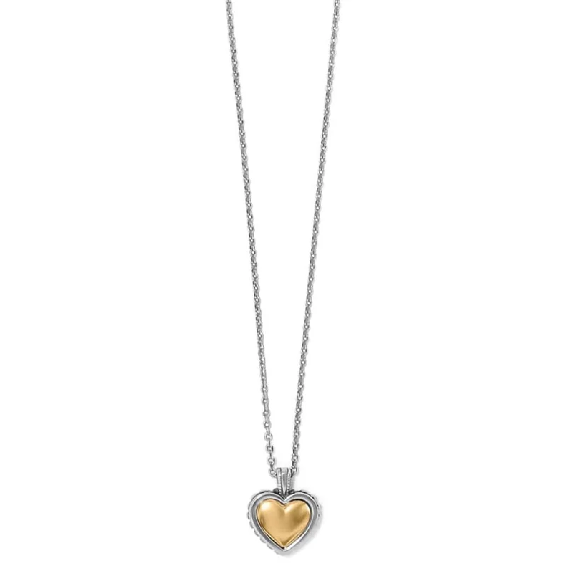 Ladies Necklaces for Niece Glow-Brighton - Pretty Tough Bold Two Tone Heart Petite Necklace