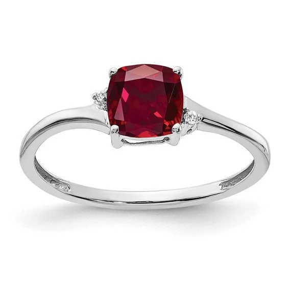 Ladies deco flair rings -Sterling Silver Cushion Cut 6mm Gemstone And Diamond Rings