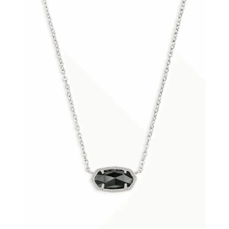 Ladies Necklaces with Angel Glow-Kendra Scott : Elisa Silver Pendant Necklace In Black Opaque Glass