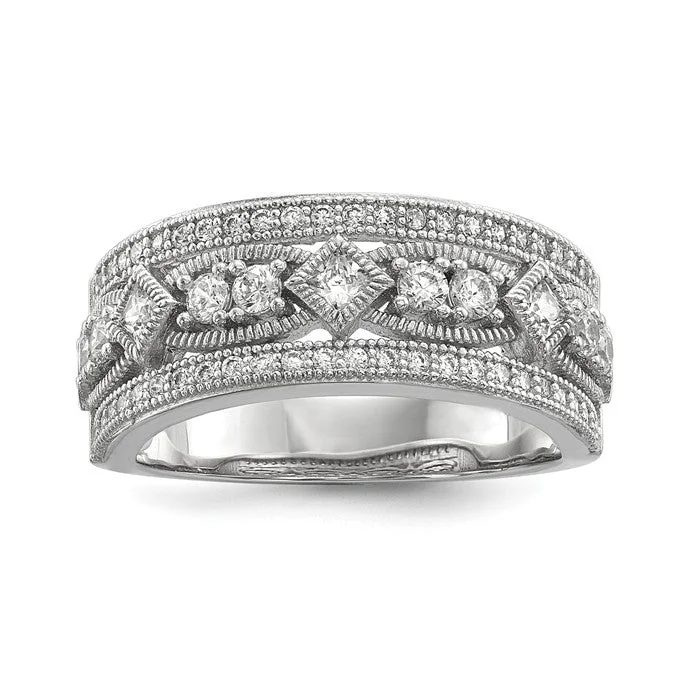 Ladies cutting-edge trend rings -Sterling Silver CZ Brilliant Embers Polished Ring