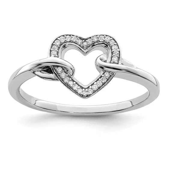 Ladies radiant pulse rings -Sterling Silver Diamond Heart Ring