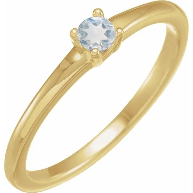 Ladies yoga calm rings -14K Yellow Gold Natural Blue Sheen Moonstone Ring