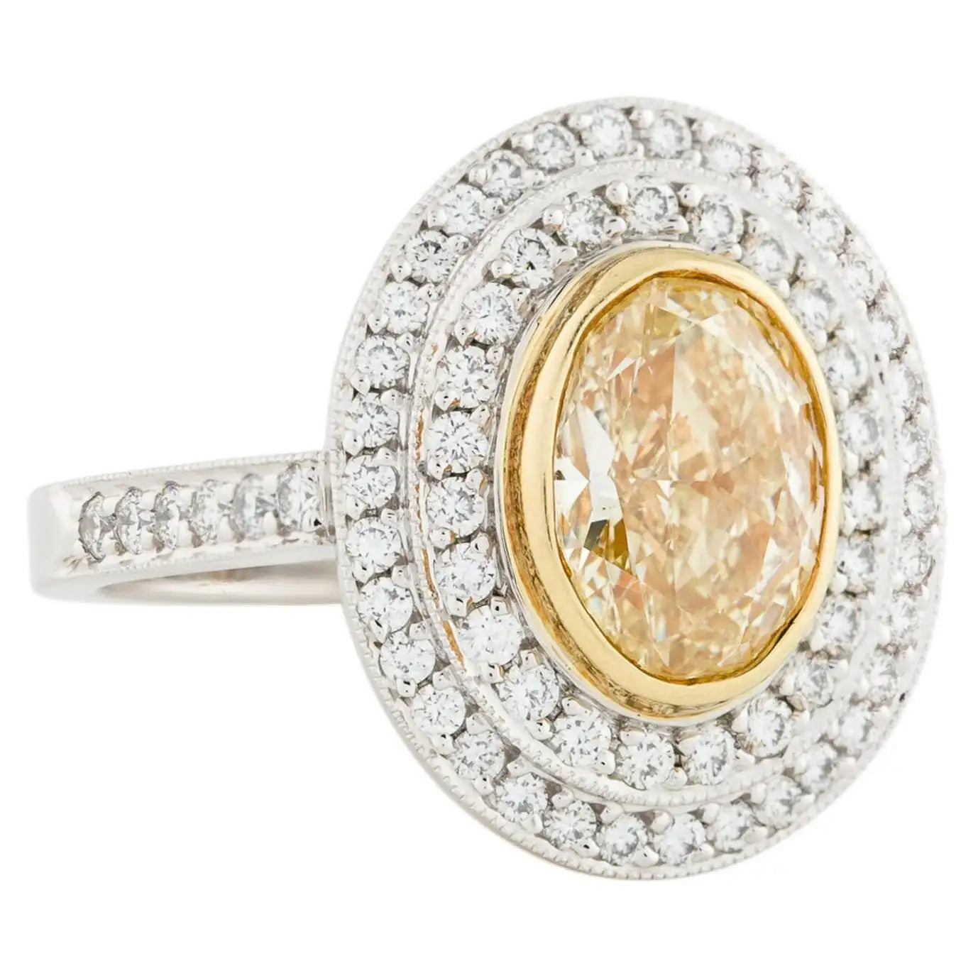 Ladies motherly love rings -Oval Yellow Diamond Ring