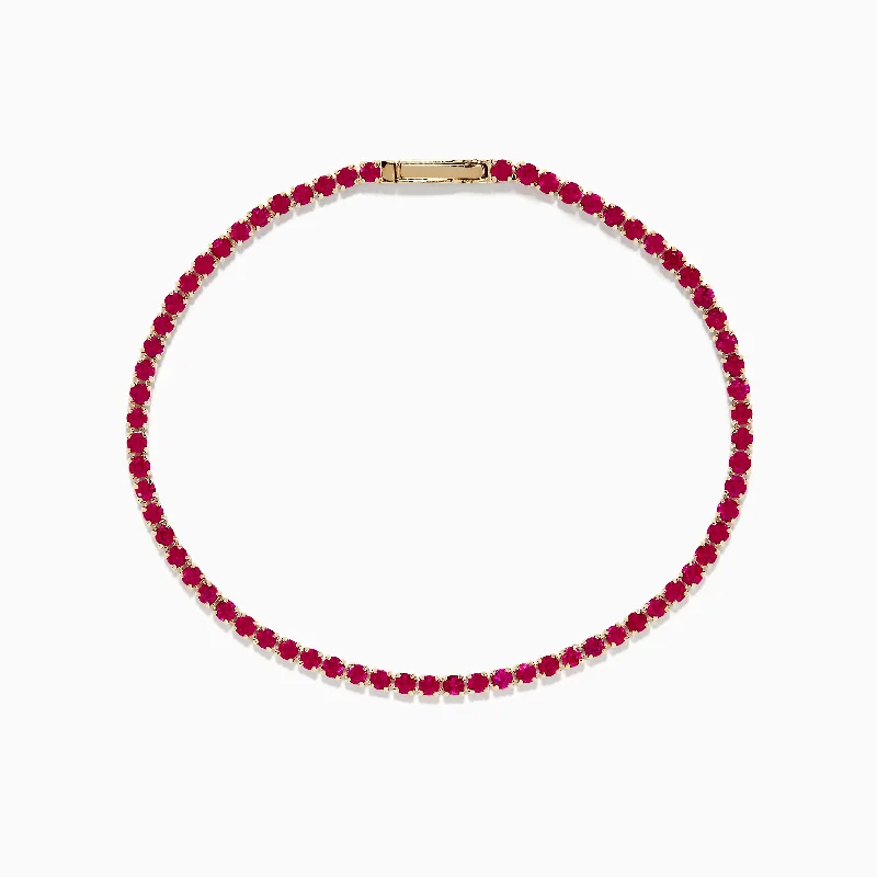 Ladies Bracelets with Yellow Sanidine-Ruby Royale 14K Yellow Gold Ruby Tennis Bracelet