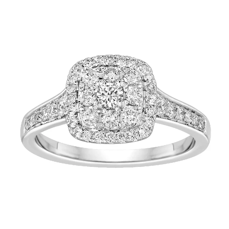 Infinity spark engagement rings -14K White Gold Round Halo Cluster Diamond Engagement Ring BLISS16-E-Size 6.5