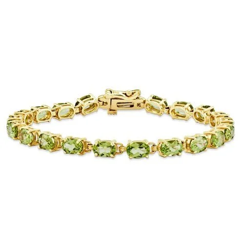 Ladies Bracelets with Lock Shine-14K YELLOW GOLD 9 CARAT TOTAL WEIGHT PERIDOT BRACELET