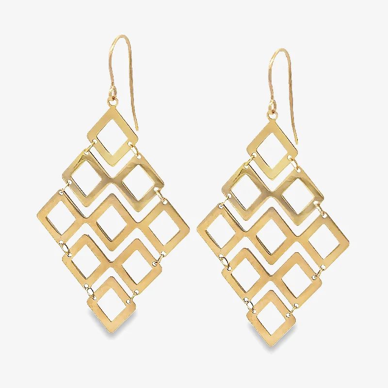 Ladies opulent gold earrings -Dangling Kite Shaped Earrings