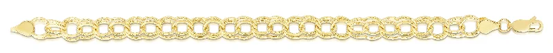 Ladies Bracelets Curved Glow-14K Gold 8mm Large Double Link Charm Bracelet