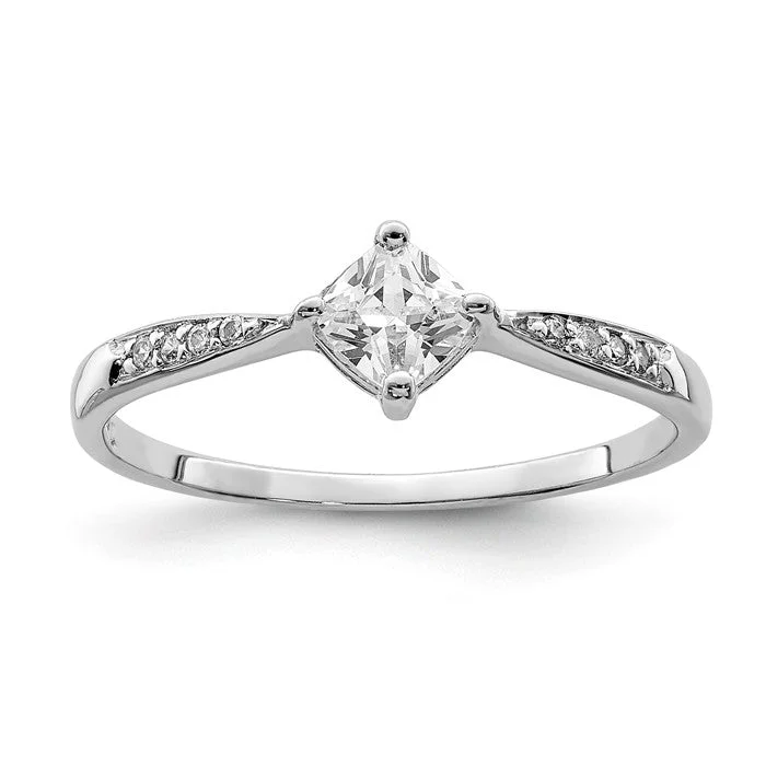 Ladies urban pulse rings -Sterling Silver Princess Dia Square CZ Ring