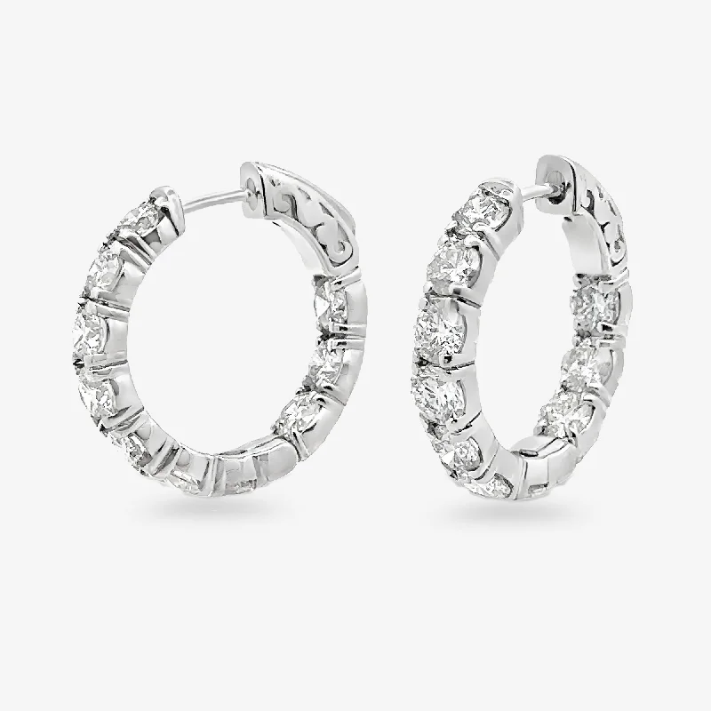 Ladies uplifting wave earrings -0.75" Eternity 4.00CT Hoop Round Earrings